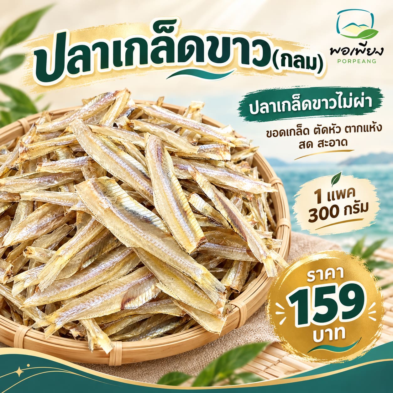 ปลาเกล็ดขาวแห้งพิเศษ ไม่ผ่า ขอดเกล็ด ตัดหัว ตัดหาง